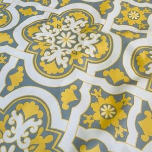 Set of 6, 52”x84” grommeted grey/white/yellow curtain panels